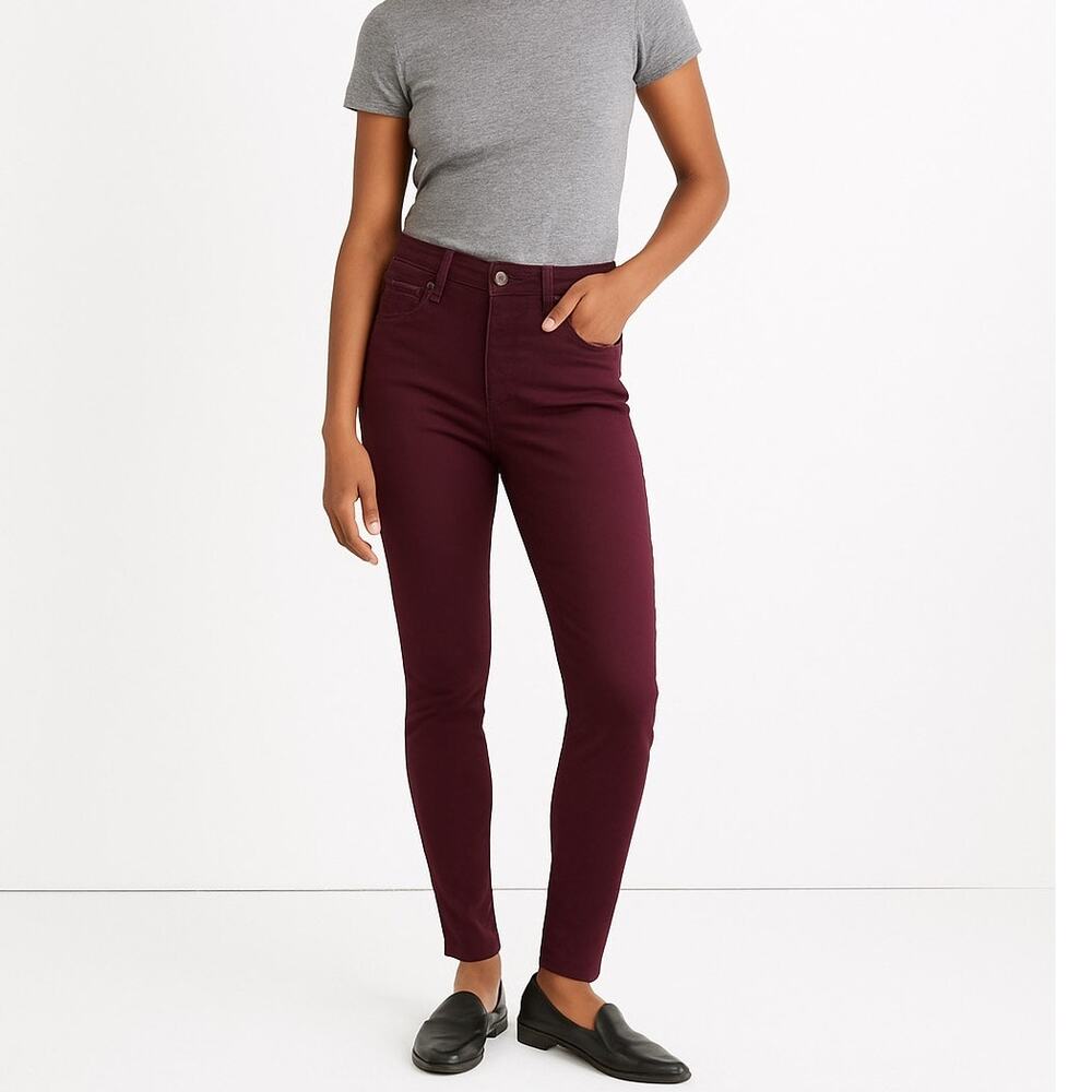 Madewell 10" High-Rise Skinny Sateen Jeans Deep Plum